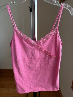 GAP Pink Lace Trim Camisole Tank Top
